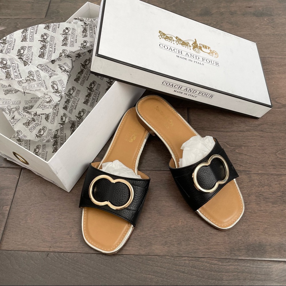 COACH Vince black leather sandals